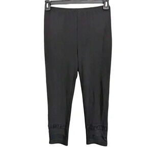 Joseph Ribkoff 3/4 Length Leggings Womens Size 6 Black  Sheer Ruched Ankle Gym